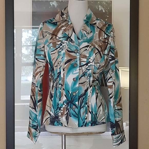 Coldwater Creek Jackets & Blazers - Cold Water Creek Sketch Floral Print Jacket